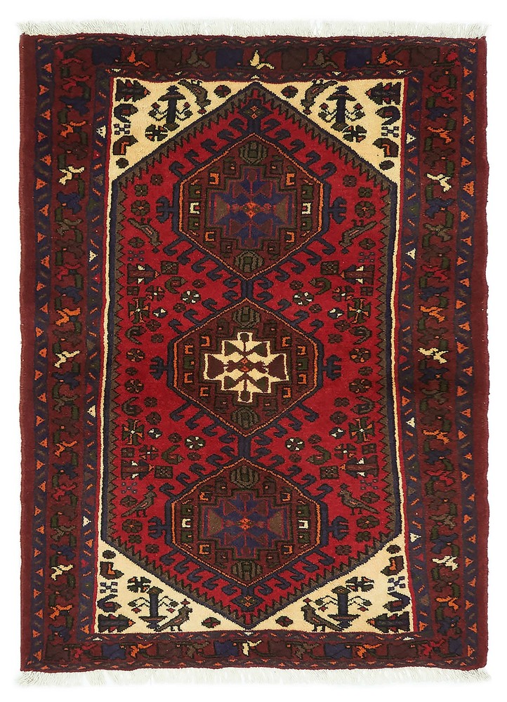 Vintage 3'4" x 4'6" Traditional Hand Knotted Vegetable Dye Wool Area Rug
