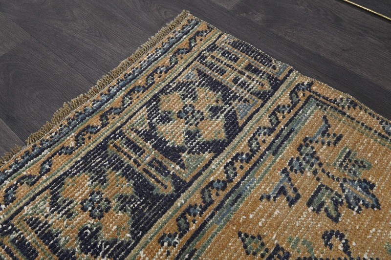 Vintage Turkish Runner Rug 3x11ft Wool Anatolian Handmade Hallway Oushak BROWN gallery