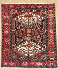 Vintage Bakhtiari 5×8 Hand Knotted Wool Rug Oriental Red Tribal Geometric Nomad