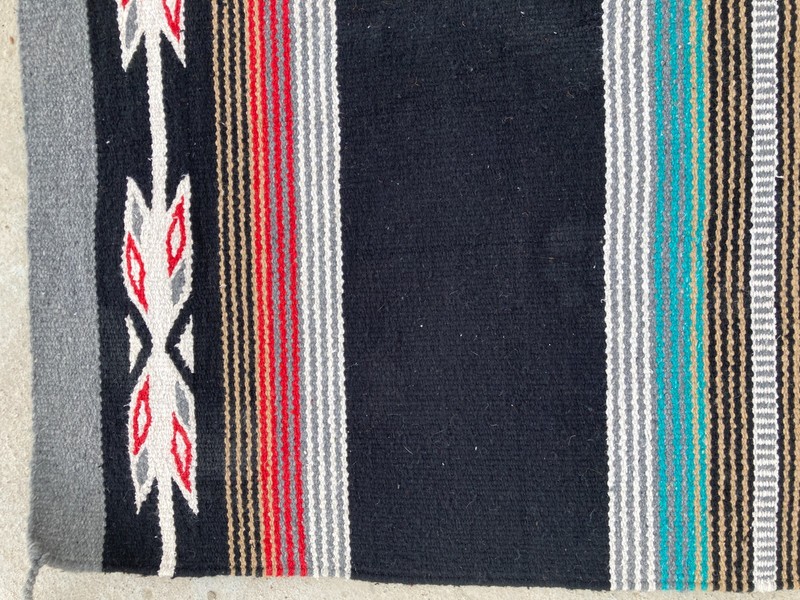 Vintage Handmade Traditional Navajo American Striped Kilim Floor Rug 163x78 cm gallery