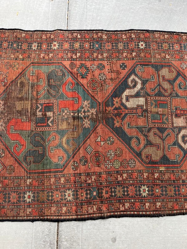 Armenian Antique Chondzoresk Cloudband Karabakh Rug All Wool 4’ 6” X 7' gallery
