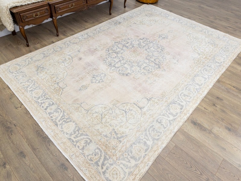 Muted Oushak Turkish Antique Large Area Rug 7.2x10.11 ft Distressed Vintage Rug gallery