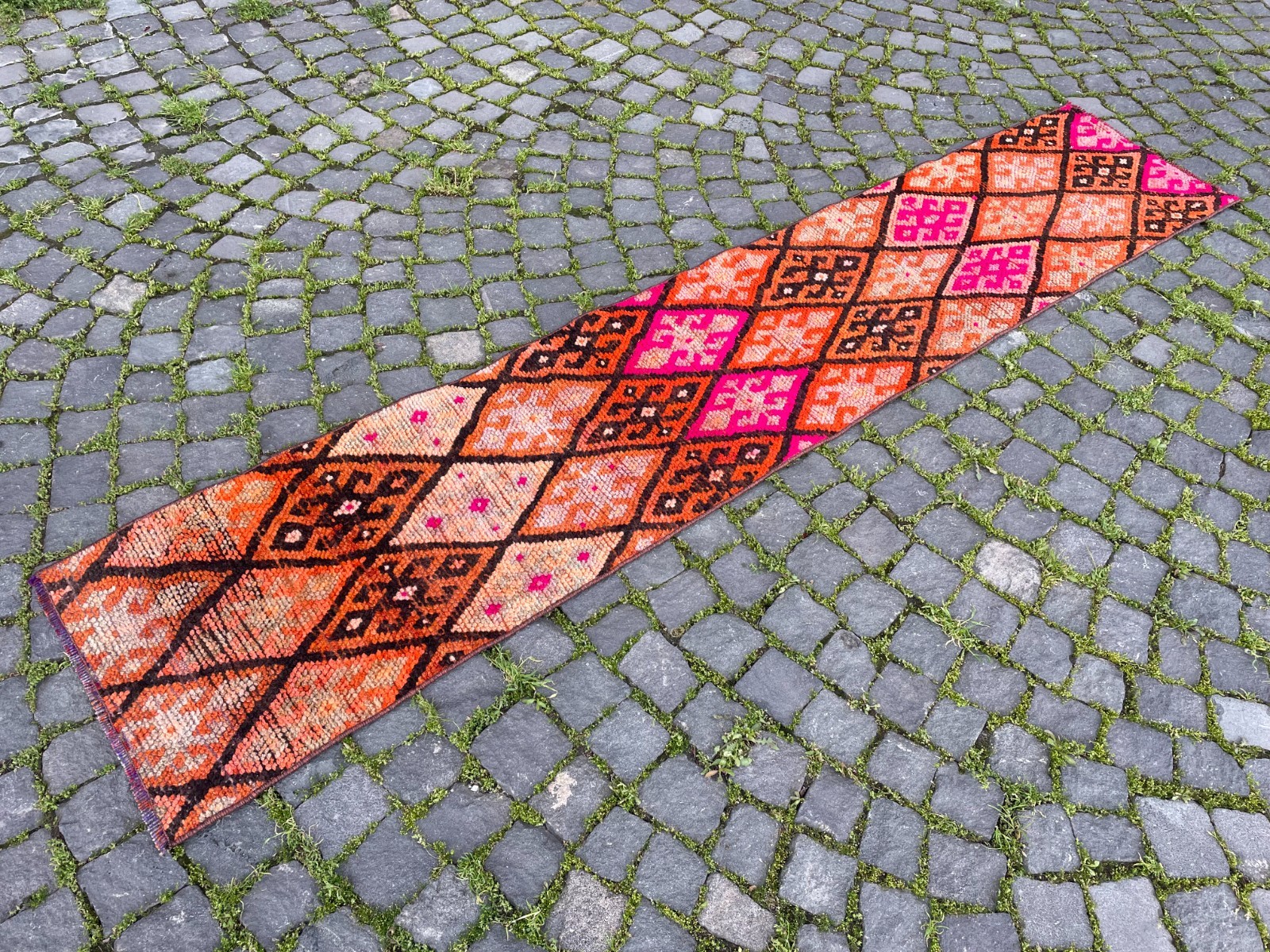 Bohemian Runner Rug, Turkish Vintage Rug, Handmade Wool Rug, 1,7 x 8,7 ft gallery