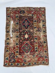 Antique Rare Collectible Hand Knotted Caucasian Kuba Dated Wool Rug 157×109 Cm