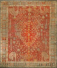 13’x17′ Warm Red Color Antique Tribal Weeping Willow Cypress Tree Design
