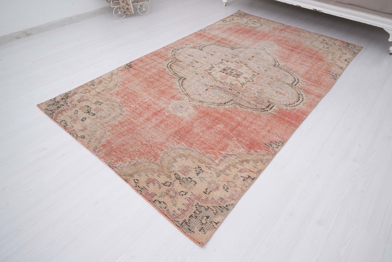 4x8 ft Rug Handmade Faded Turkish Carpet Vintage Area Rug Oushak Rug Antique 908 gallery