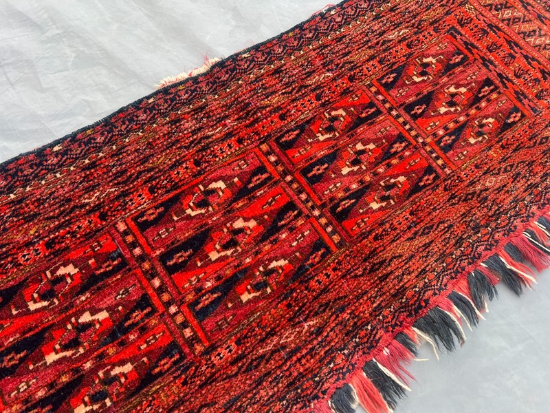 1'2 x 3'11 ft Antique Turkmen Chuwal Hand Knotted Tribal Wool Rug Rare Wall Rug gallery