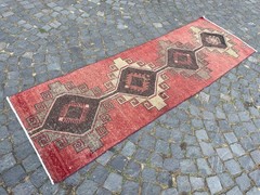 Turkish Vintage Rug Handmade Wool Rug Bohemian Runner Rug Home Rug 2,5 x 7,9 ft