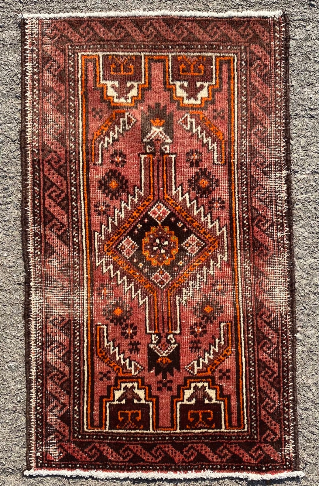 VINTAGE CLEANED BALUCHI RUG HANDMADE EASTERN WOOL TRIBAL RED CARPET 3' x 1'9" gallery
