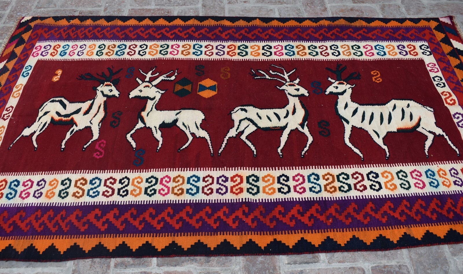 4'4 x 7'7 Hand Woven Vintage Afghan Tribal Persian Pictorial Wool Area Kilim Rug gallery