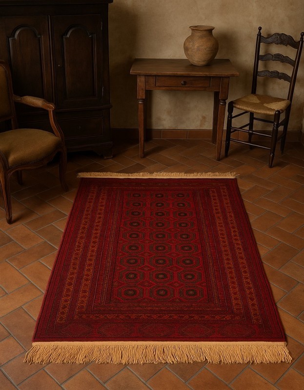5'3 x 4'2 Vintage Bokhara Hand-Knotted Wool Tribal Rug, Collector Area Rug gallery