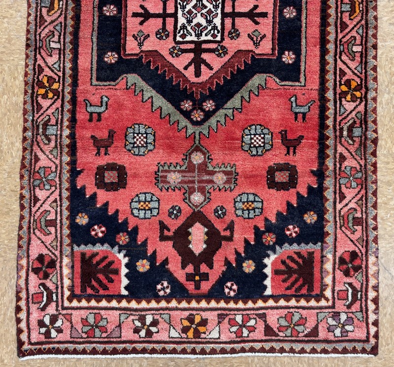 Vintage Hamedan Tribal Hand Knotted Wool Runner Rug 4x10 Red Oriental Geometric gallery