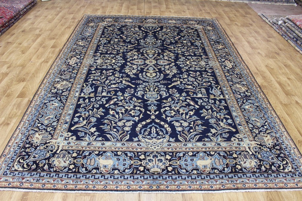 ANTIQUE KESHANN CARPET, PARADISE GARDEN, BIRDS & ANIMALS 310 X 215 CM