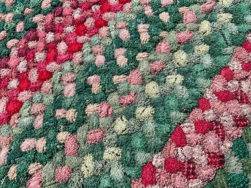 Vintage Braided Rug 7X8 ft, Large Oval Weave Rug, Multicolor Frieze Wool USA gallery