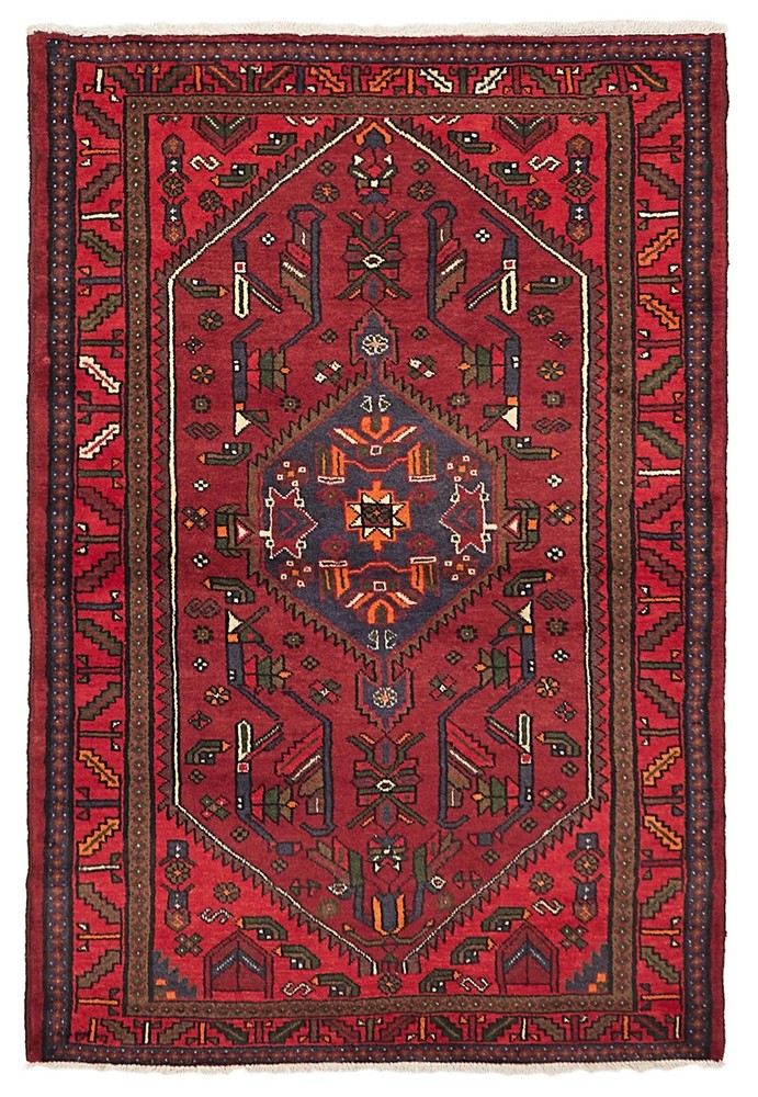 Vintage Hand-Knotted Area Rug 4'1" x 6'2" Traditional Oriental Wool Carpet