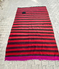 Striped Vintage Handmade Kilim Rug, 5.9×10.5 ft Large Rug, Anatolian Kelim Rug