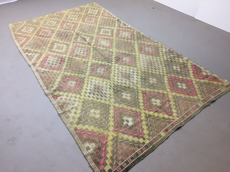 Antique Turkish Moroccan Kilim Rug shabby vintage old Kelim 288x162 cm Large gallery