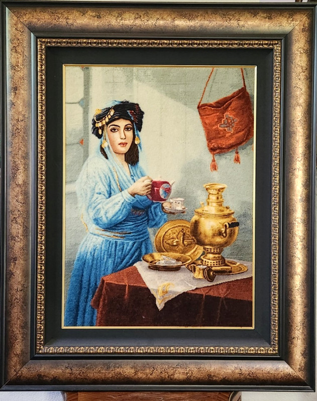 *ANTIQUE PERSAN HAND KNOTTED KURDISH TRIBAL LADY TABRIZI RUG PORTRAIT 33"x24" gallery