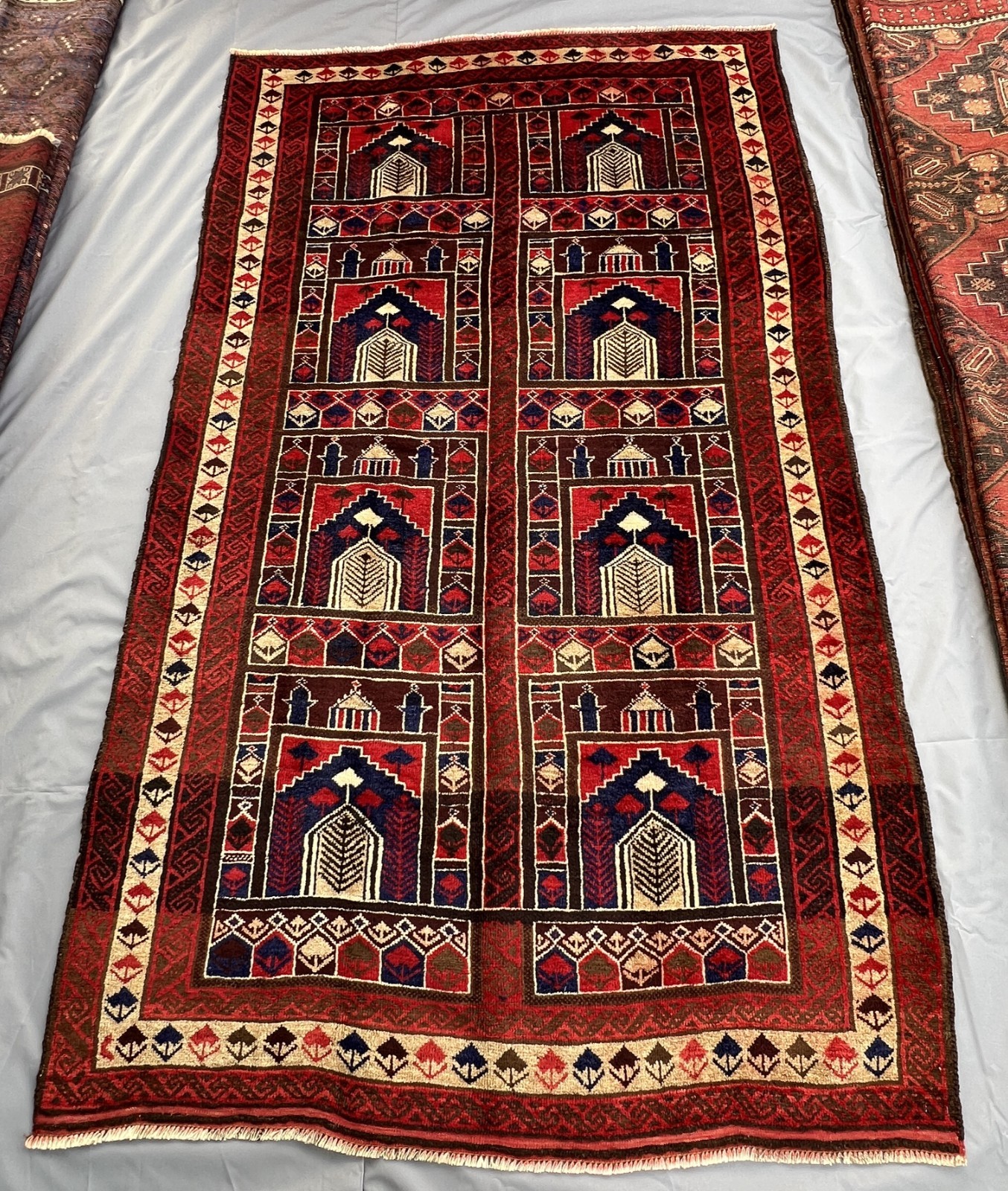 150 X 260 cm Vintage Natural Vegetable Dye Nomad Maldari Belouch Prayer Carpet gallery