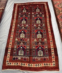 150 X 260 cm Vintage Natural Vegetable Dye Nomad Maldari Belouch Prayer Carpet