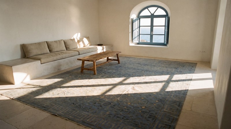16X24 Antique Indian Dhurries Blue Cotton Area Rug 1920 gallery