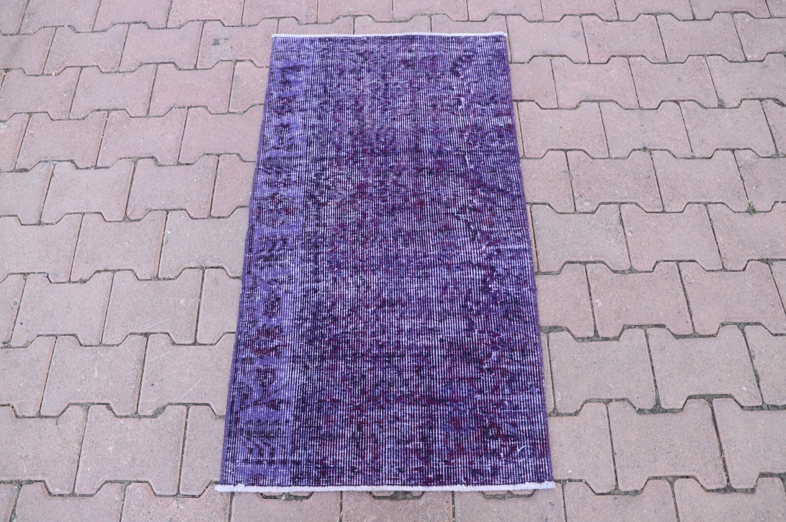 Vintage Overdyed Small Rug Anatolian Handwoven Turkish Ethnic Foyer Carpet 2x4ft gallery