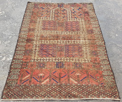 Vintage Hand Made Traditional Rug Oriental Wool Multicolor Carpet 160×118 cm