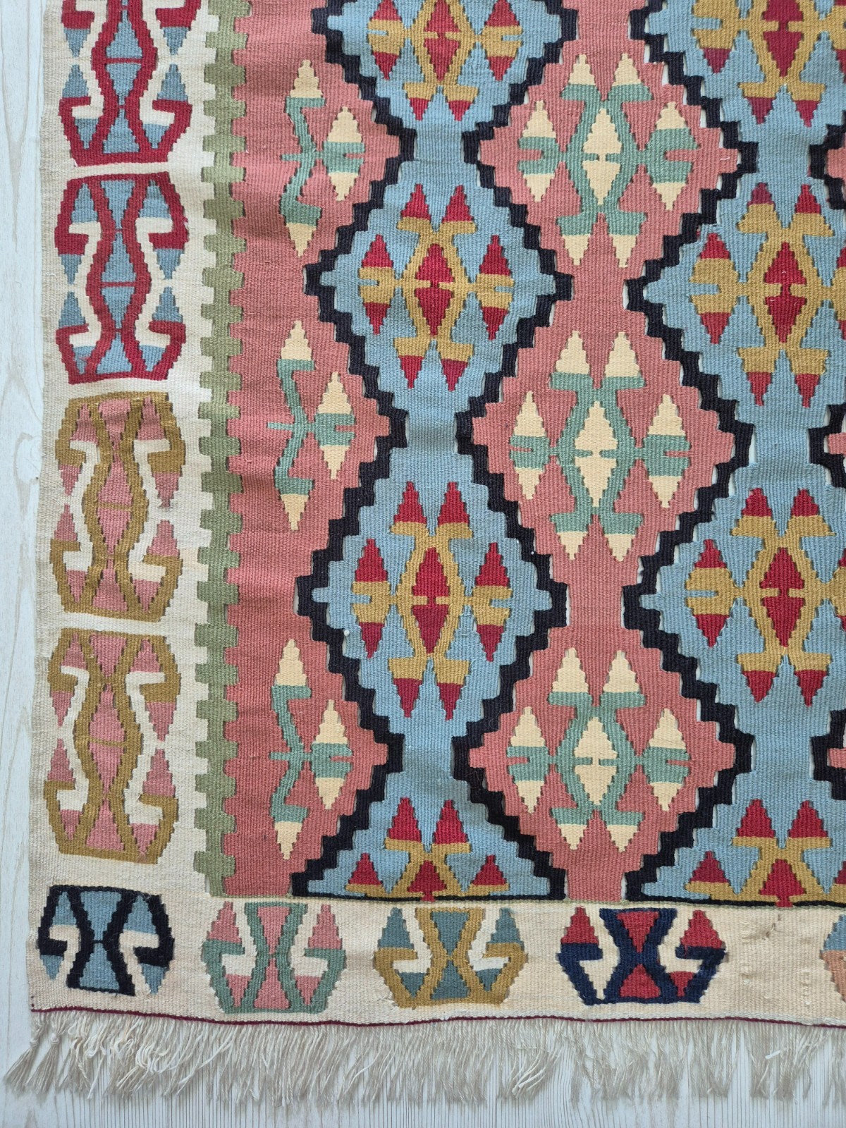 Vintage Turkish Handwoven Wool Kilim Rug 43x66 in , Anatolian Tribal Rug gallery