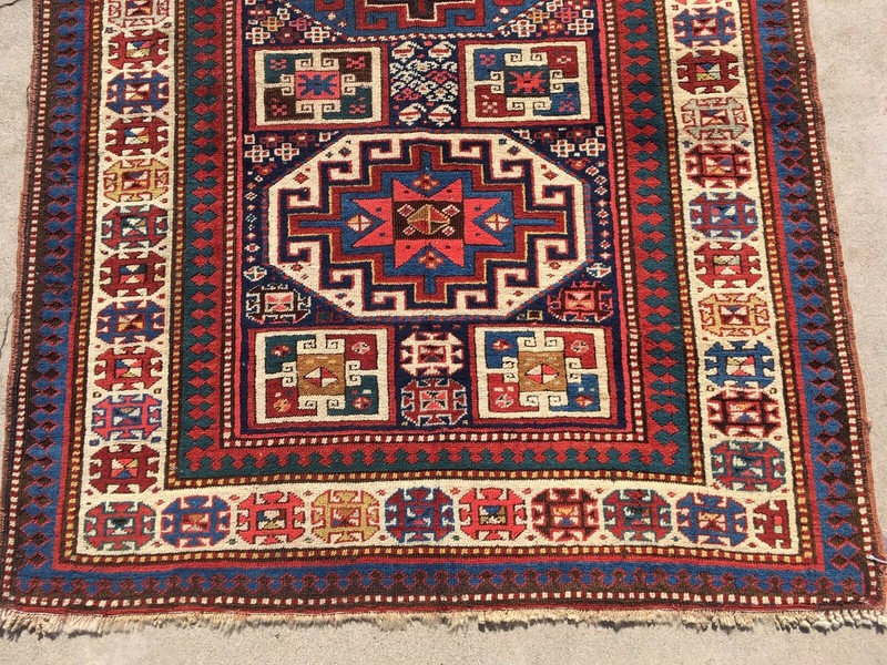 CAUCASIAN KAZAK ( MEMLING GUL ) Size : 3' 6" x 9' 3" Late 19th Century. gallery