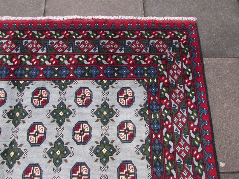 Vintage Traditional Hand Made Oriental Wool Grey Red Large Rug 301x198cm gallery