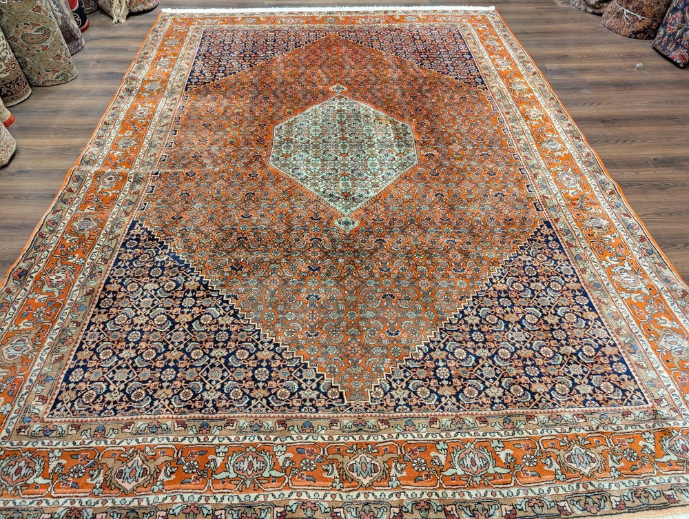 Per'sian Bidjar Rug 8x12, Herati Mahi Pattern, Wool Hand Knotted