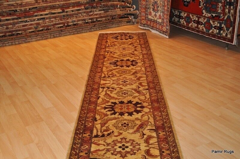 FINE QUALITY handmade 3' x 17' hall runner oriental Tea washed beige brown rug gallery