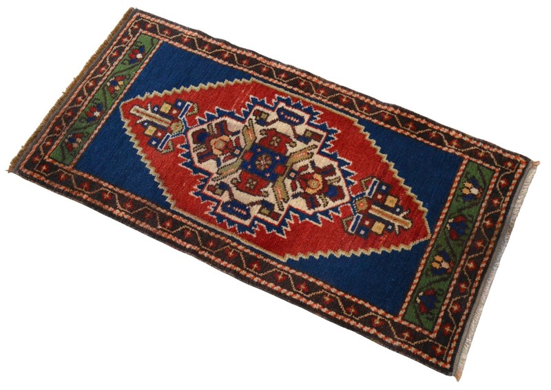 Vintage Small Rug Mat Turkish Rug Handmade Oushak Rug Door mat 2x4 ft approx gallery