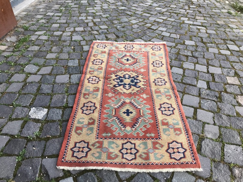 Turkish Antique rug Bohemian Area rug Oushak rug Vintage Rug Handmade Wool rug gallery