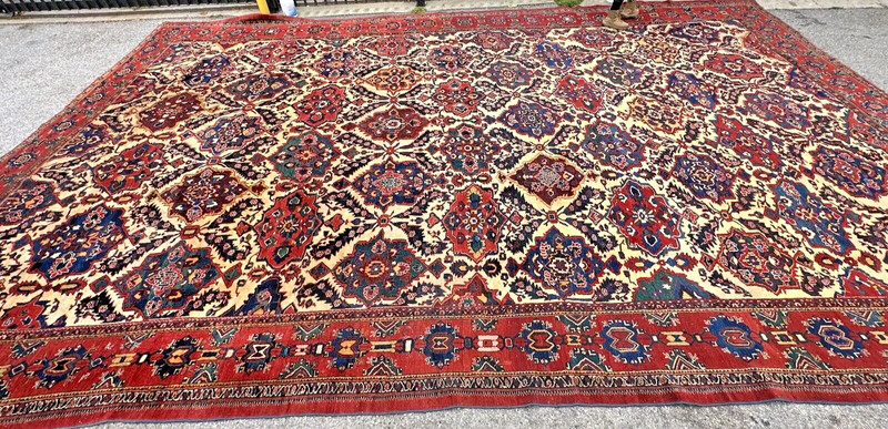Auth: 19th C Antique Nomadic Bakhtiar Rug RARE Organic Masterpiece HUGE 14x25 gallery