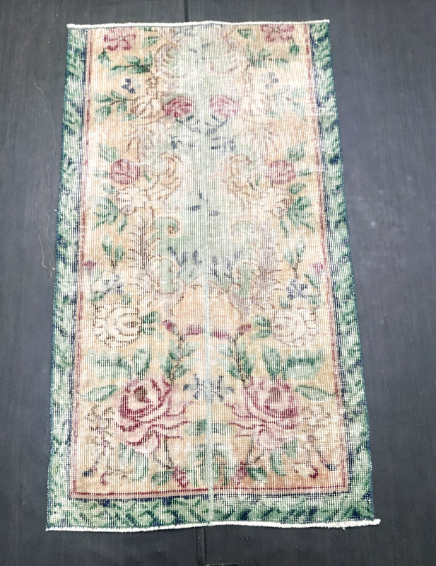 Multicolor Antique Turkish Handmade Rug, 2.1x3.8ft, Old Vintage Patchwork Rug, gallery