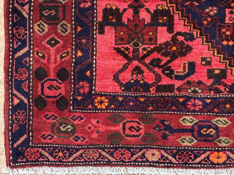 Hand Knotted Wool Area Rug 5x7 Zanjan Navy Blue Red Tribal Geometric Oriental gallery
