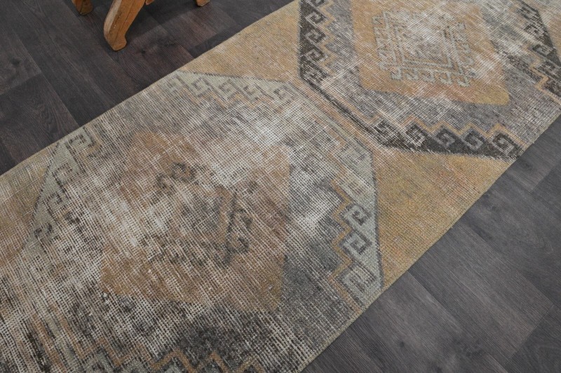 Vintage Turkish Runner Rug 2x13ft Wool Anatolian Handmade Hallway Oushak ORANGE gallery