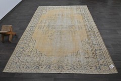 Oushak Turkish Vintage Rug 6×10 Kilim Rug Anatolian Handmade Boho Decor YELLOW