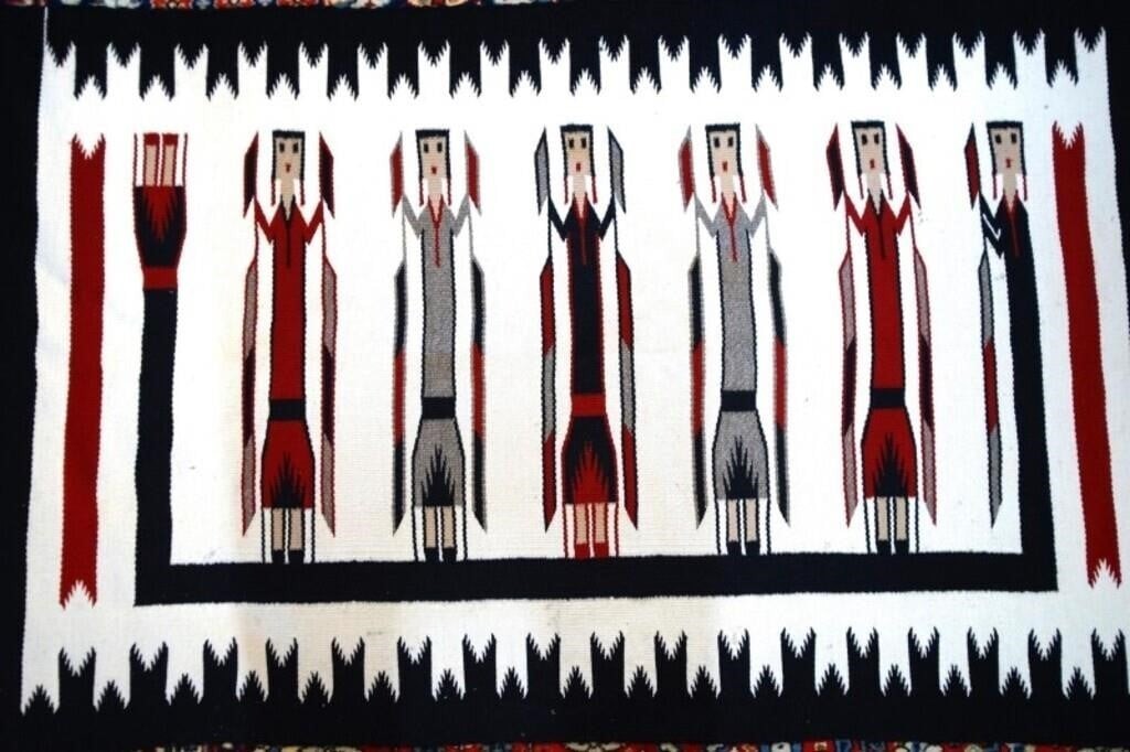 Navajo Rug 35 In x 57 Human Pictorials, Native American, Wool Hand Knotted, Yei gallery