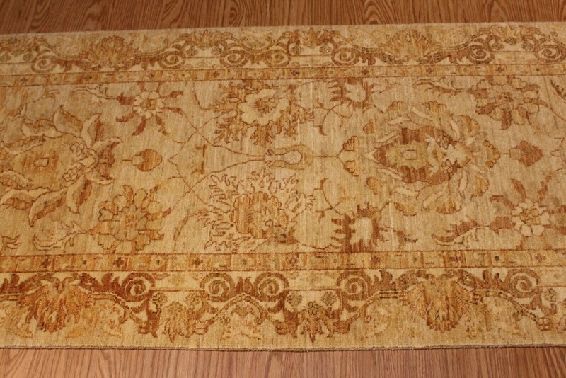 12 Ft. Hall Runner, Fine Quality handmade hand-knotted beige-light-blue-green gallery