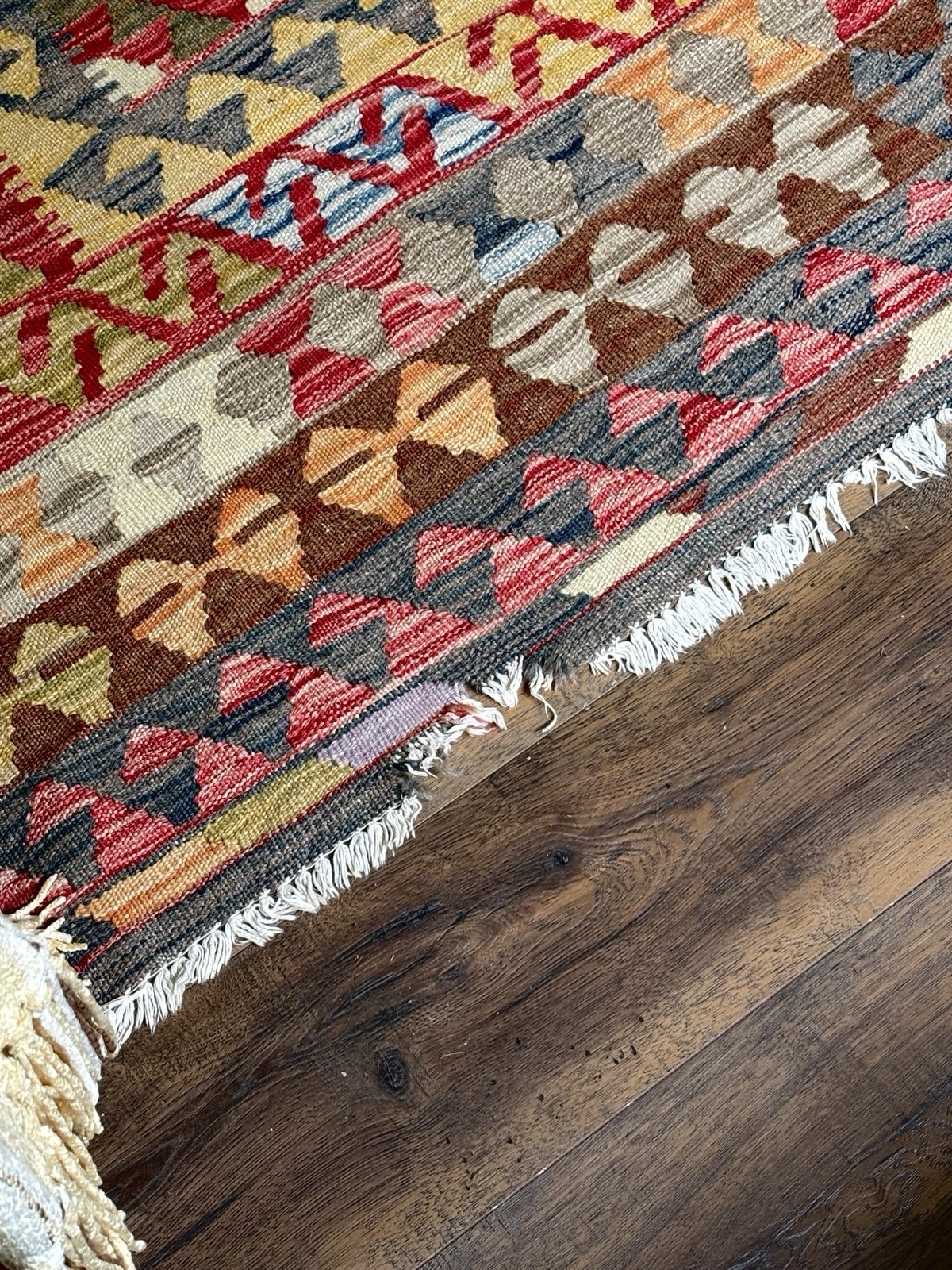 Vintage ABC Carpet Home Kilim Rug 5x7 Reversible Tribal Flat-Weave Red 90s Style gallery