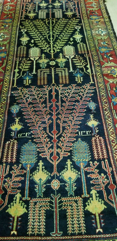 SUPERB COLOR & DESIGN VINTAGE c.1945 KURDI BIDJAR WIDE RUNNER ~ 5 ft x 13 ft gallery