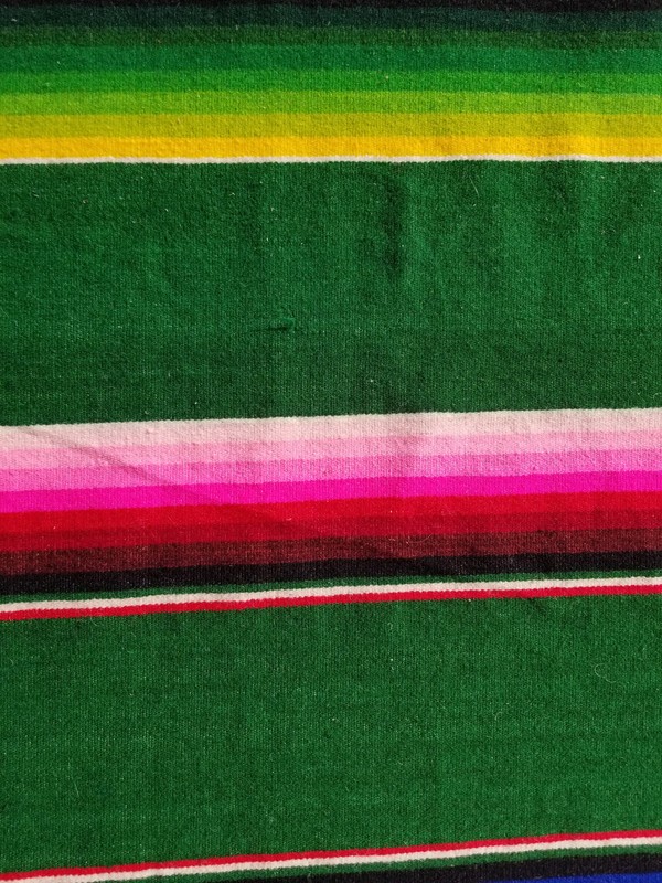 Vintage Handmade Mexican Saltillo Serape Wool Multicolor Kilim 7.6x4.9 ft gallery