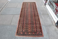 Vintage Hand Made Traditional Oriental Wool Pink Long Runner 235x80cm