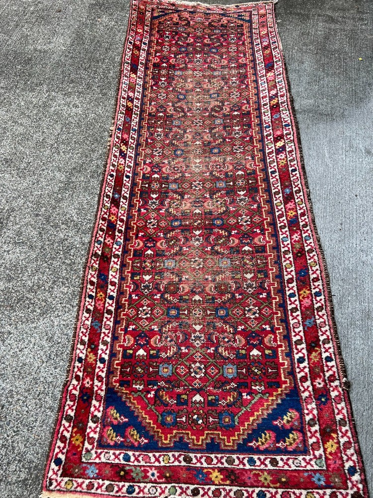 2'10"x8'6" Antique CAUCASIAN Handmade Wool Runner Carpet Rug CLEANED