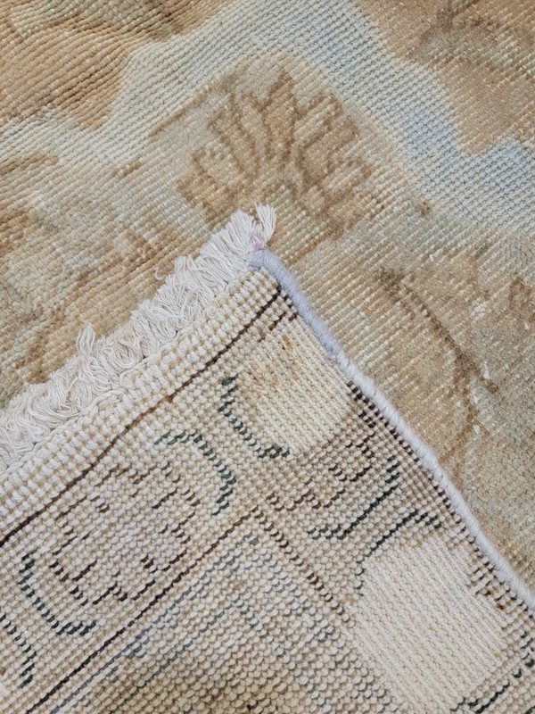 Antique Oriental Hand-Knotted Wool Area Rug Distressed Beige/Blue 9'9" x 12'7" gallery