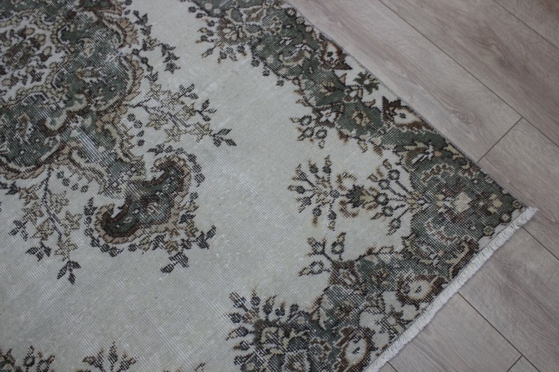 Traditional Medallion Design Carpet Anatolian Vintage Handmade Wool Rug 4x7 ft gallery