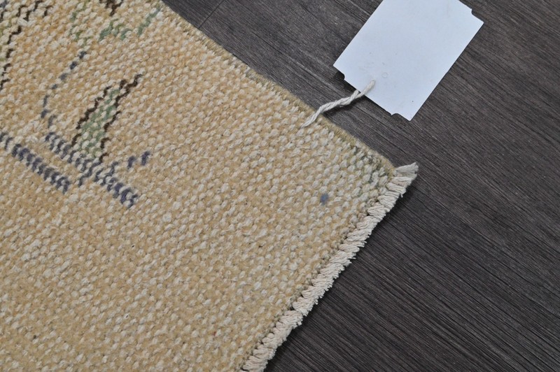 Vintage Turkish Runner Rug 2x8ft Wool Anatolian Handmade Hallway Oushak BEIGE gallery