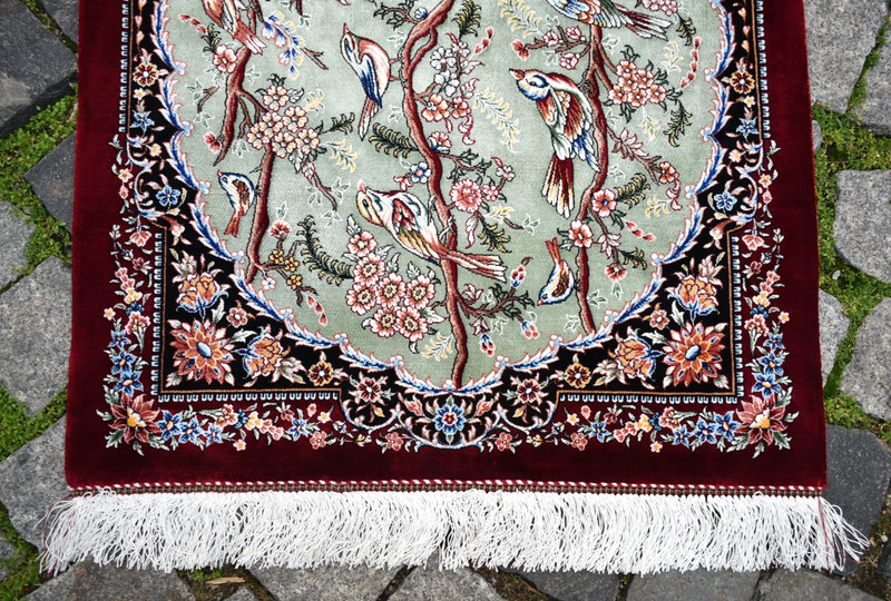 Silk Bamboo Rug 100 % Bamboo Silk Rug 2 x 3 ft with Bird Design Bamboo Wall Rug gallery